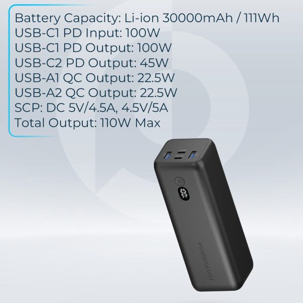 ⁦Powerology Onyx 30000mAh Dual USB-C Power Bank⁩ - الصورة ⁦4⁩