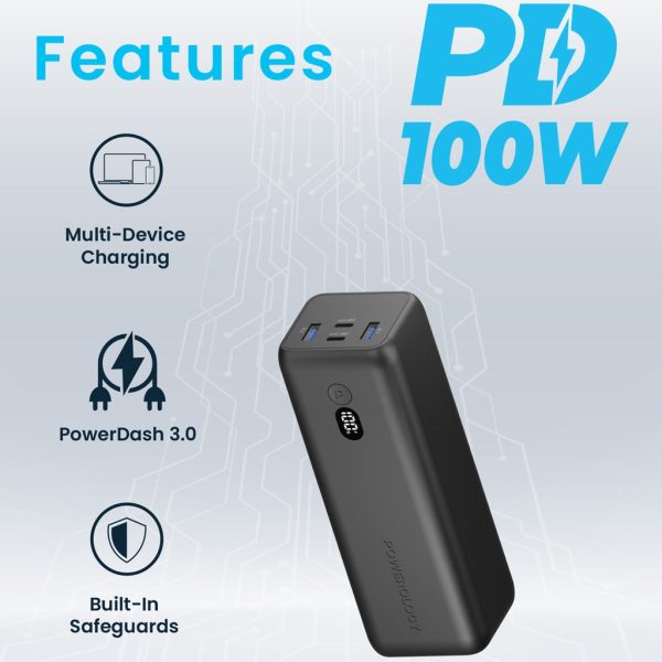 ⁦Powerology Onyx 30000mAh Dual USB-C Power Bank⁩ - الصورة ⁦5⁩