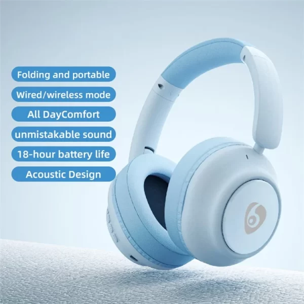 ⁦OVLENG FF93 Wireless Bluetooth Headphone Stereo Sound Headset - Blue⁩ - الصورة ⁦3⁩
