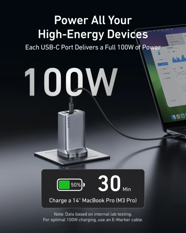 ⁦Anker Prime Charger (100W 3 Ports GaN)⁩ - الصورة ⁦5⁩
