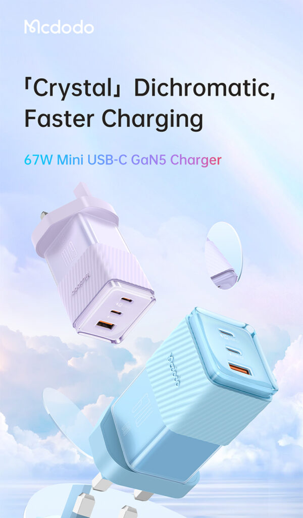 ⁦MCDODO 67W DICHROMATIC GAN 5 MINI FAST CHARGER⁩ - الصورة ⁦2⁩