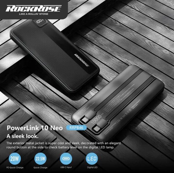 ⁦RockRose Powerlink 10 Neo 10000mAh Powerbank⁩ - الصورة ⁦3⁩