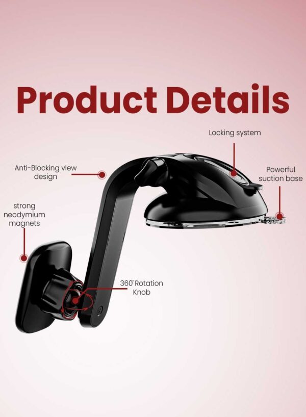 ⁦Moxedo Magnetic Car Phone Holder for Mount Dashboard Windshield⁩ - الصورة ⁦7⁩