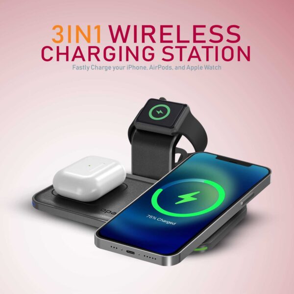 ⁦Moxedo 3 in 1 15W Wireless Charging Station Compatible⁩ - الصورة ⁦8⁩