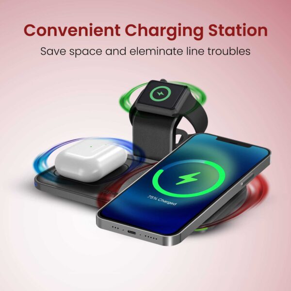 ⁦Moxedo 3 in 1 15W Wireless Charging Station Compatible⁩ - الصورة ⁦7⁩