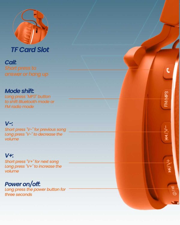 ⁦Moxedo Junior Wireless Stereo On-Ear Headphones for Kids⁩ - الصورة ⁦3⁩