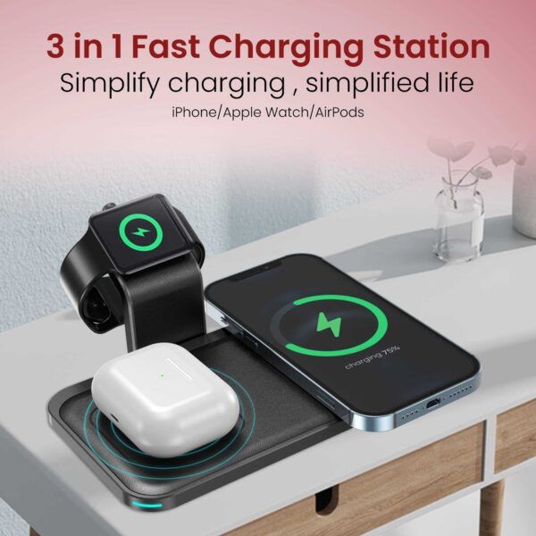 ⁦Moxedo 3 in 1 15W Wireless Charging Station Compatible⁩ - الصورة ⁦5⁩