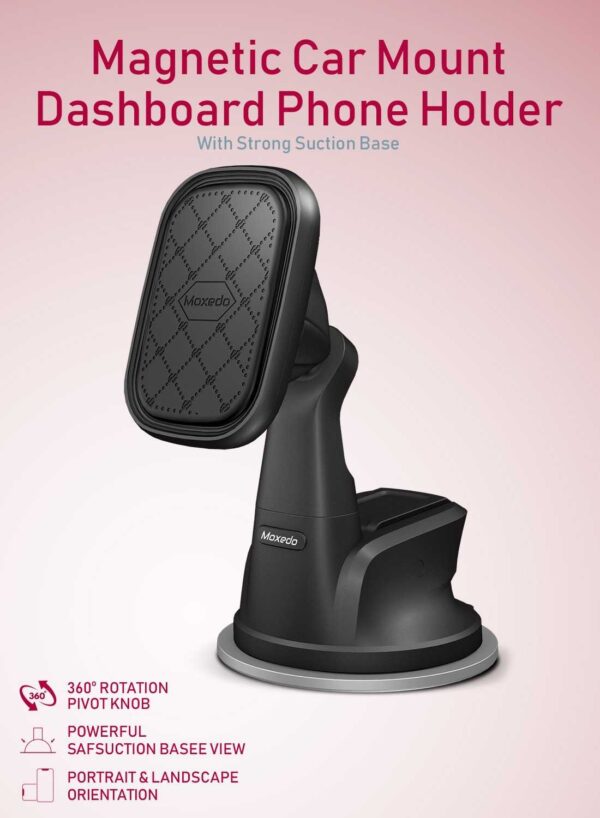 ⁦Moxedo Magnetic Car Mount Phone Holder Suction Base⁩ - الصورة ⁦2⁩
