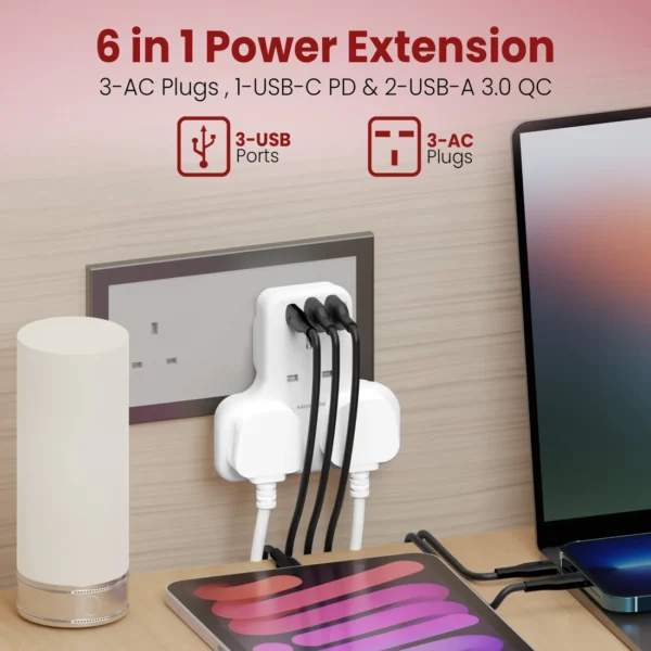 ⁦Moxedo 6 in 1 UK-Plug Power Adapter⁩ - الصورة ⁦2⁩