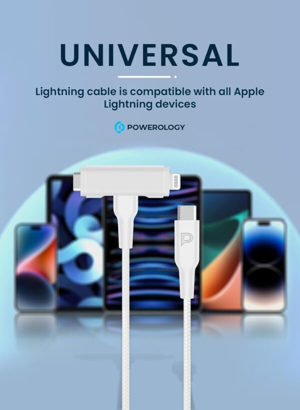 ⁦Powerology MFi Braided USB-C to USB-C + Lightning⁩ - الصورة ⁦5⁩