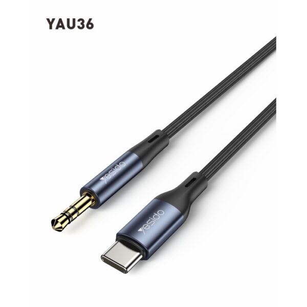 YAU36 Nylon Braid USB TC To 3.5mm Pin Audio Cable