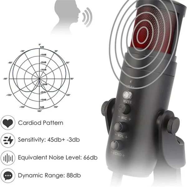 ⁦Jmary MC-PW9 RGB USB recording Microphone⁩ - الصورة ⁦4⁩
