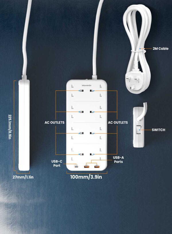 ⁦Moxedo 20W Power Strip Surge Protector⁩ - الصورة ⁦4⁩