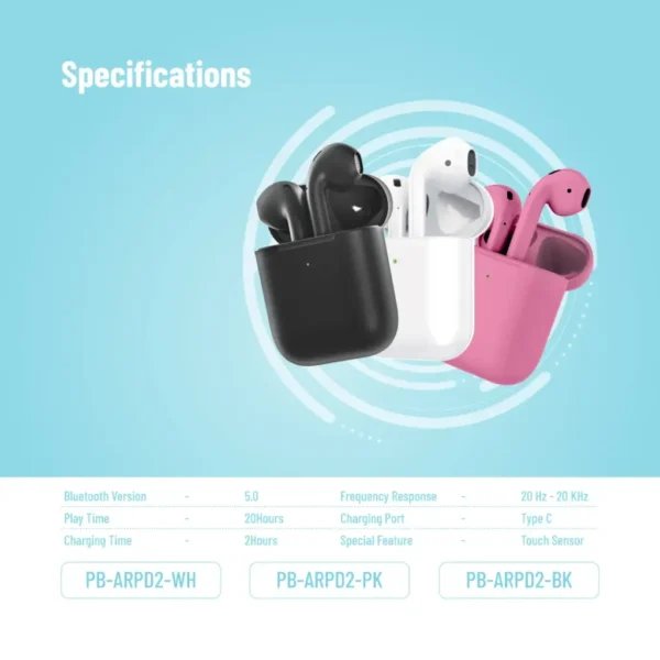 ⁦Porodo Blue Wireless Earbuds 2⁩ - الصورة ⁦2⁩