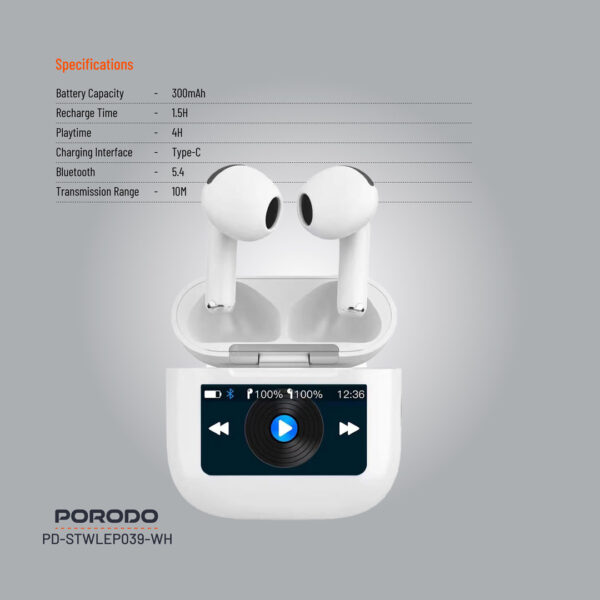 ⁦Porodo Soundtec Glimpse Touch Display TWS⁩ - الصورة ⁦10⁩