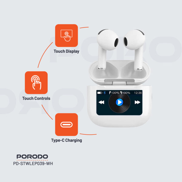 ⁦Porodo Soundtec Glimpse Touch Display TWS⁩ - الصورة ⁦5⁩