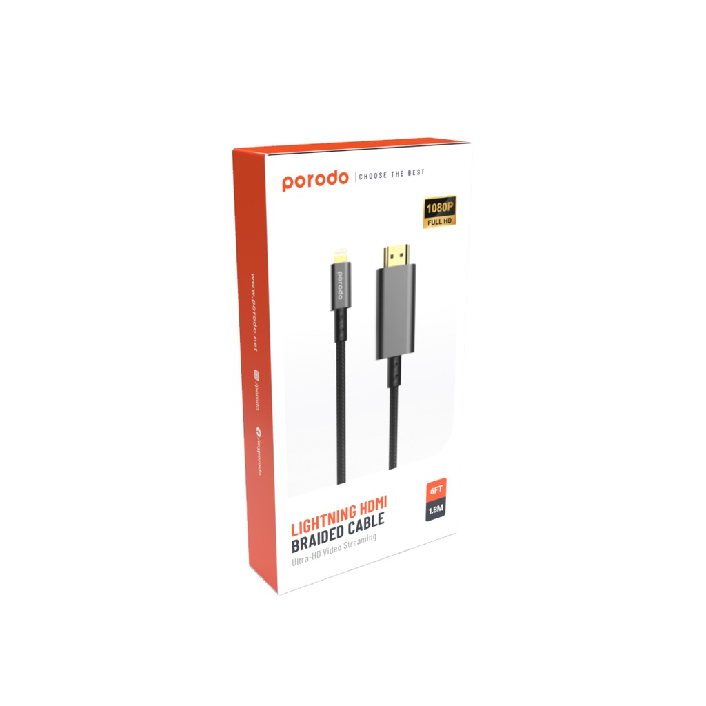 Porodo 4K HDMI to Type Lighting Cable 1.8M - الصورة 2