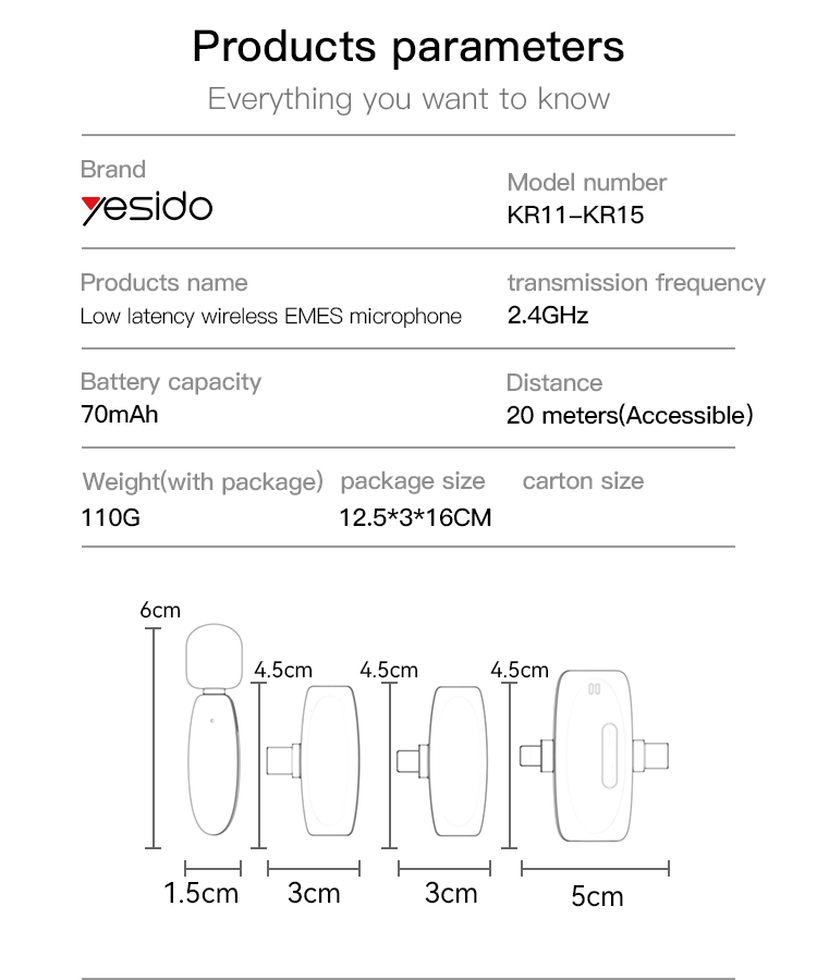 KR13 Yesido Portable Noise Reduction Wireless - الصورة 2